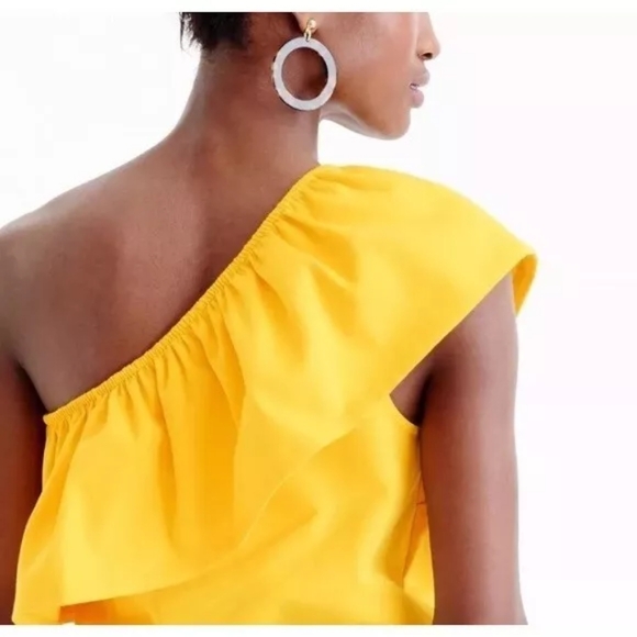 J. Crew XL  Ruffle Top - Sunshine Yellow Summer Top - Structure One shoulder top - Picture 8 of 8